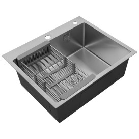 Мийка для кухні Kroner KRP Gebürstet-6050HM 60х50 см із змішувачем та дозатором нержавіюча сталь CVS29786