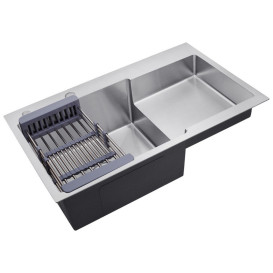 Мойка для кухни Kroner KRP Gebürstet-7848LHM 78х48 см со смесителем и дозатором нержавеющая сталь CVS30080