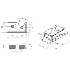 Мийка для кухні Kroner KRP Gebürstet-7843ZHM 78х43 см із змішувачем та дозатором нержавіюча сталь CVS30108