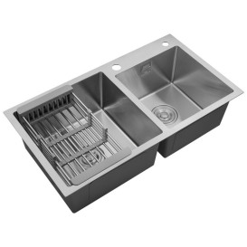 Мойка для кухни Kroner KRP Gebürstet-7843ZHM 78х43 см со смесителем и дозатором нержавеющая сталь CVS30144
