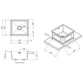 Мойка для кухни Kroner KRP Geburstet-4843HM 48х43 см с сушилкой нержавеющая сталь CV022799