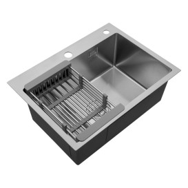 Мойка для кухни Kroner KRP Geburstet-5843HM 58х43 см с дозатором и сушилкой нержавеющая сталь CV022801