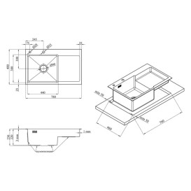 Мойка для кухни Kroner KRP Geburstet-7848LHM 78х48 см крыло справа нержавеющая сталь CV030021