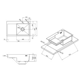 Мойка для кухни Kroner KRP Geburstet-7848RHM 78х48 см крыло слева нержавеющая сталь CV030022