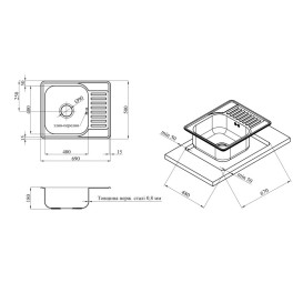 Мийка для кухні Kroner KRP Satin-695008180 69х50 см нержавіюча сталь CV022780