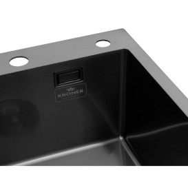 Мойка для кухни Kroner KRP Schwarze-4545HM 45х45 см с дозатором и сушилкой нержавеющая сталь черный PVD CV033856