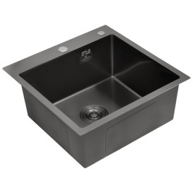 Мийка для кухні Kroner KRP Schwarze-4545HM 45х45 см із змішувачем та дозатором нержавіюча сталь чорний PVD CVS30136