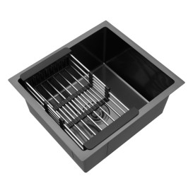 Мойка для кухни Kroner KRP Schwarze-4843HM 48х43 см с сушилкой нержавеющая сталь черный PVD CV022792