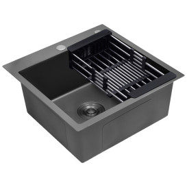 Мийка для кухні Kroner KRP Schwarze-5050HM 50х50 см із змішувачем та дозатором нержавіюча сталь чорний PVD CVS30145