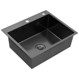Мийка для кухні Kroner KRP Schwarze-6050HM 60х50 60х50 см із змішувачем та дозатором нержавіюча сталь чорний PVD CVS30071