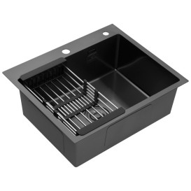 Мийка для кухні Kroner KRP Schwarze-6050HM 60х50 60х50 см із змішувачем та дозатором нержавіюча сталь чорний PVD CVS30071