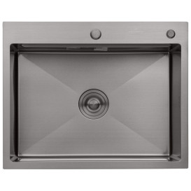 Мойка для кухни Kroner KRP Schwarze-6350HM 63х50 см со смесителем и дозатором нержавеющая сталь черный PVD CVS29809