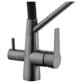 Мойка для кухни Kroner KRP Schwarze-6350HM 63х50 см со смесителем и дозатором нержавеющая сталь черный PVD CVS30117