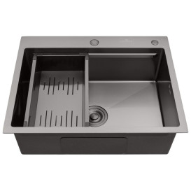 Мийка для кухні Kroner KRP Schwarze-6350HM 63х50 см із змішувачем та дозатором нержавіюча сталь чорний PVD CVS30125