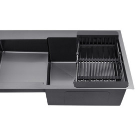 Мойка для кухни Kroner KRP Schwarze-7848LHM 78х48 см крыло слева нержавеющая сталь черный PVD CV030024