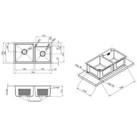 Мойка для кухни Kroner KRP Schwarze-7843ZHM 78х43 см со смесителем и дозатором нержавеющая сталь черный PVD CVS30115