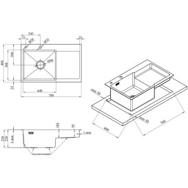 Мийка для кухні Kroner KRP Schwarze-7848LHM 78х48 см із змішувачем та дозатором нержавіюча сталь чорний PVD CVS30116