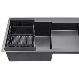 Мийка для кухні Kroner KRP Schwarze-7848LHM 78х48 см із змішувачем та дозатором нержавіюча сталь чорний PVD CVS30116