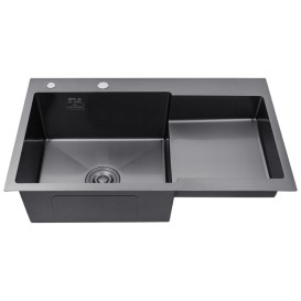 Мийка для кухні Kroner KRP Schwarze-7848LHM 78х48 см із змішувачем та дозатором нержавіюча сталь чорний PVD CVS30116