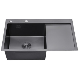 Мийка для кухні Kroner KRP Schwarze-7849LHM 78х49 см із змішувачем та дозатором нержавіюча сталь чорний PVD CVS30118