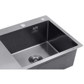 Мийка для кухні Kroner KRP Schwarze-7849RHM 78х49 см із змішувачем та дозатором нержавіюча сталь чорний PVD CVS30119
