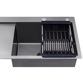 Мойка для кухни Kroner KRP Schwarze-7849RHM 78х49 см со смесителем и дозатором нержавеющая сталь черный PVD CVS30126