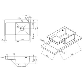 Мойка для кухни Kroner KRP Schwarze-7848RHM 78х48 см со смесителем и дозатором нержавеющая сталь черный PVD CVS30120