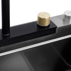 Мийка для кухні Kroner KRP Schwarze-SET7546HMPVD 75х46 см із змішувачем та дозатором нержавіюча сталь чорний PVD CV032277