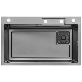 Мийка для кухні Kroner KRP Schwarze-SET7546HMPVD 75х46 см із змішувачем та дозатором нержавіюча сталь чорний PVD CV032277