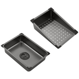 Мийка для кухні Kroner KRP Schwarze-SET7545NBPVD 75х46 см із змішувачем та аксесуарами нержавіюча сталь чорний PVD CV033805