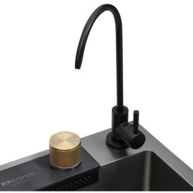 Мийка для кухні Kroner KRP Schwarze-SET7545NBPVD 75х46 см із змішувачем та аксесуарами нержавіюча сталь чорний PVD CV033805