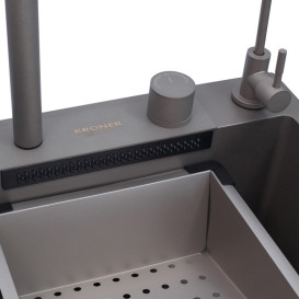 Мийка для кухні Kroner KRP Schwarze-SET7545NGPVD 75х46 см із змішувачем та аксесуарами нержавіюча сталь чорний PVD CV033806