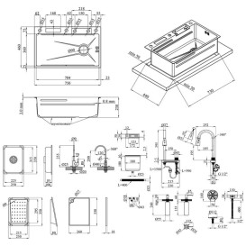 Мийка для кухні Kroner KRP Schwarze-SET7545NGPVD 75х46 см із змішувачем та аксесуарами нержавіюча сталь чорний PVD CV033806