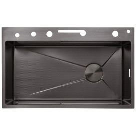 Мойка для кухни Kroner KRP SchwarzeSET7546ARTHM 75х46 см со смесителем и аксессуарами нержавеющая сталь черный PVD CV033375