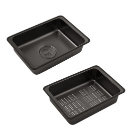 Мойка для кухни Kroner KRP SchwarzeSET7546ARTHM 75х46 см со смесителем и аксессуарами нержавеющая сталь черный PVD CV033375