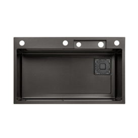 Мийка для кухні Kroner KRP SchwarzeSET7545HM 75х45 см із змішувачем та аксесуарами нержавіюча сталь чорний PVD CV033382