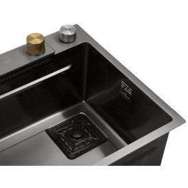 Мийка для кухні Kroner KRP SchwarzeSET7545HM 75х45 см із змішувачем та аксесуарами нержавіюча сталь чорний PVD CV033382