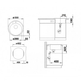 Мийка для кухні кругла Blanco RIONA 45 врізна штучний граніт шампань 521400