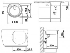 Мойка для кухни круглая BLANCO Rondoval 45 SILGRANIT® PuraDur® алюметаллик 515670