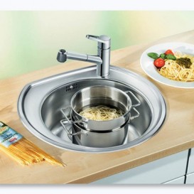 Мийка для кухні кругла Blanco Rondoval нержавіюча сталь декор 513314