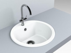 Мийка для кухні кругла Буль-Буль Malibu врізна Маграніт білий 117050001