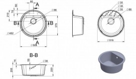 Мийка для кухні кругла Буль-Буль Malibu врізна Маграніт сірий 117050013