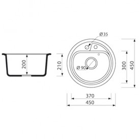 Мийка для кухні кругла Буль-Буль Nevada 45х45х21 врізна Маграніт сірий 104040013