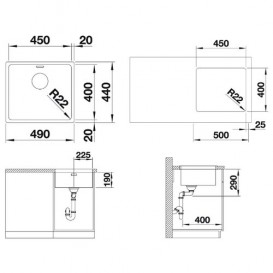 Мойка для кухни квадратная Blanco Andano 450-U нержавеющая сталь зеркальная полировка 522963