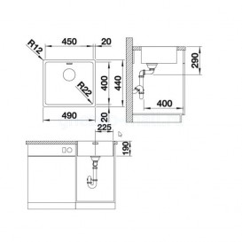 Мойка для кухни квадратная Blanco Andano 450-IF нержавеющая сталь  зеркальная полировка 522961