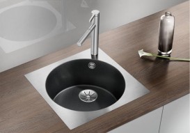 Мойка для кухни квадратная BLANCO Artago 6-IF/A врезная  с отводной арматурой InFino®  антрацит 521766