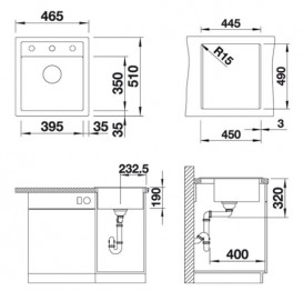 Мийка для кухні квадратна BLANCO Dalago 45 SILGRANIT® PuraDur® сірий беж 517317