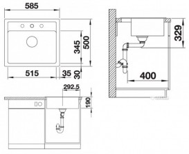 Мойка для кухни прямоугольная BLANCO Legra 6 SILGRANIT® врезная  антрацит 523332