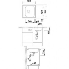 Мийка для кухні квадратна BLANCO Livit 45 врізна нержавіюча сталь полірована 514785