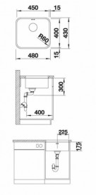 Мийка для кухні квадратна Blanco Supra 450-U нержавіюча сталь полірована 518204
